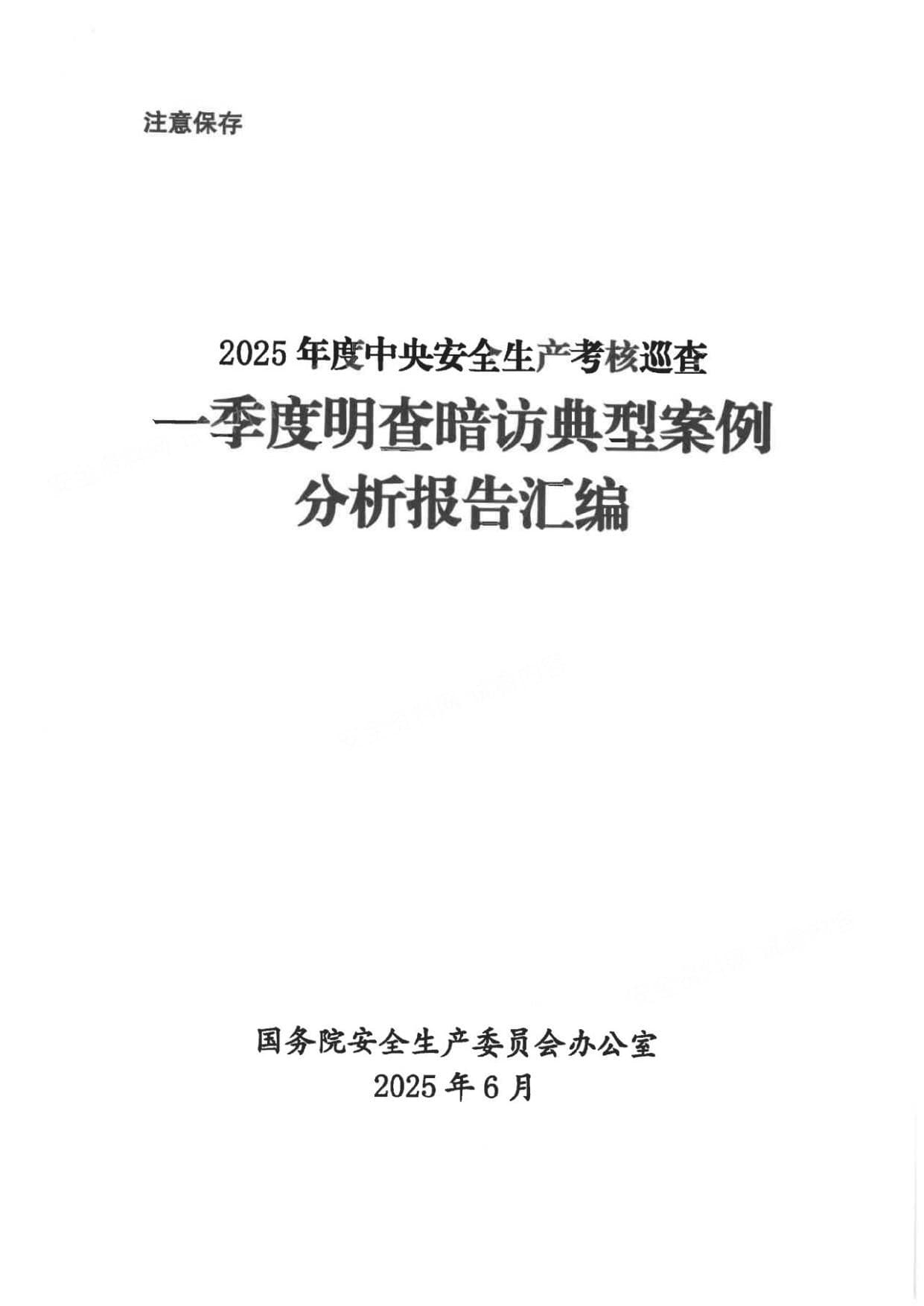 中央安全生产考核巡查明查暗访典型案例分析报告汇编