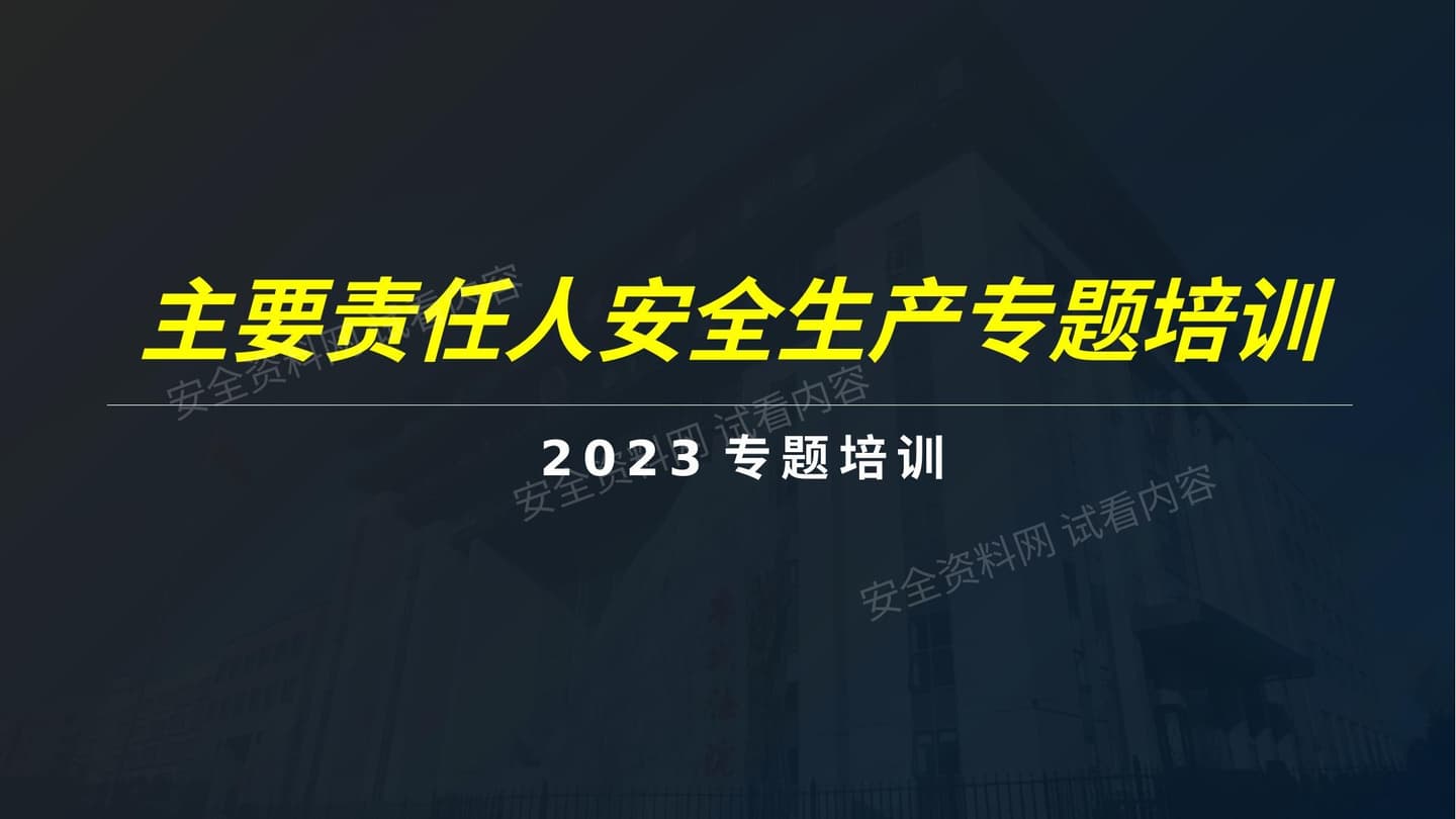 主要负责人及各级领导安全生产专题培训