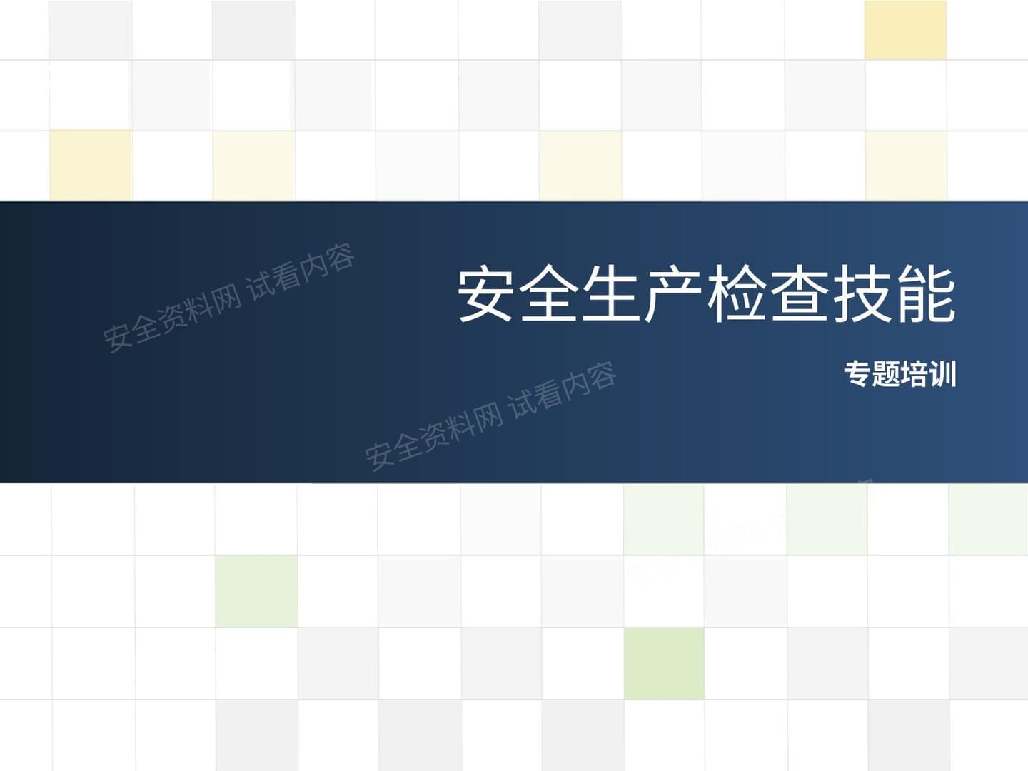 安全生产检查技能专项培训
