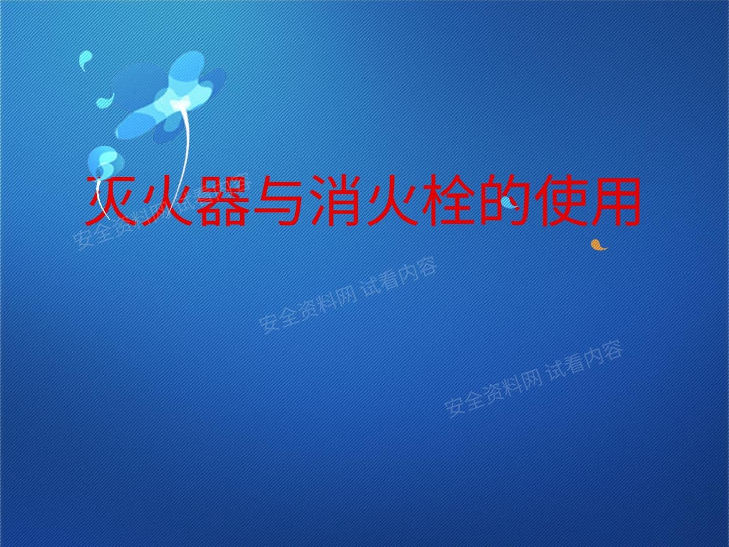 灭火器与消火栓使用培训