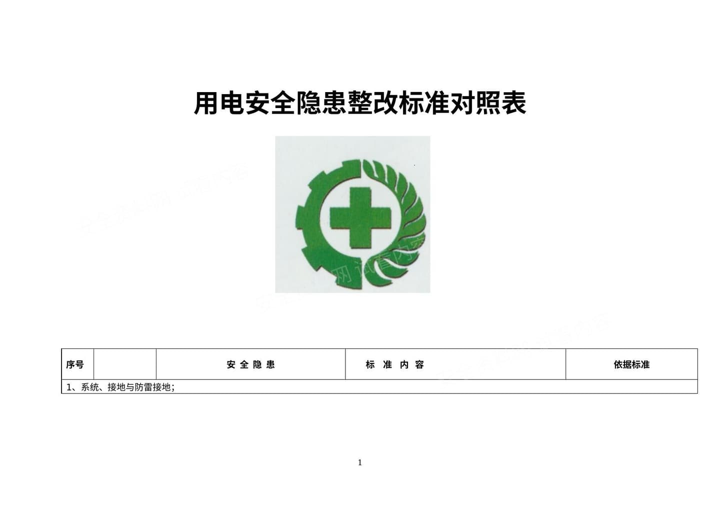用电安全隐患整改标准对照表