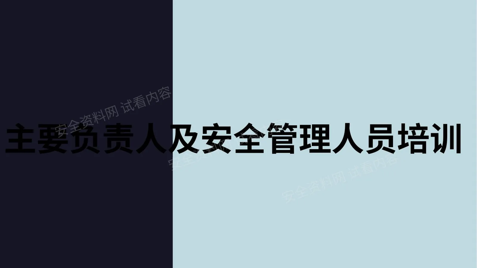 主要负责人及安全管理人员培训 第 1 页预览