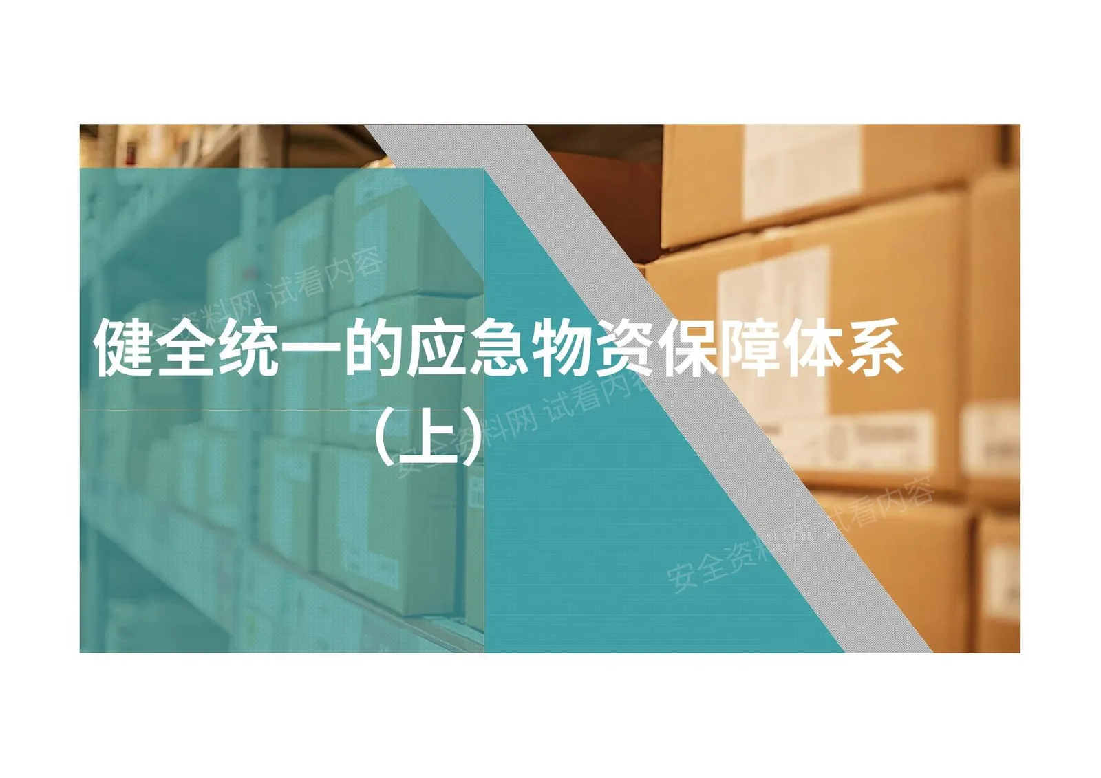 健全统一的应急物资保障体系 第 1 页预览