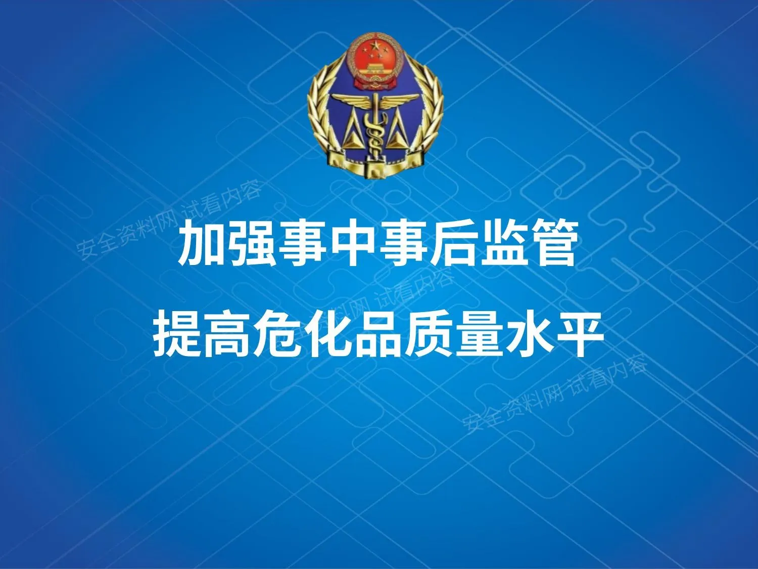 加强事中事后监管 促进危化品质量提升 第 1 页预览