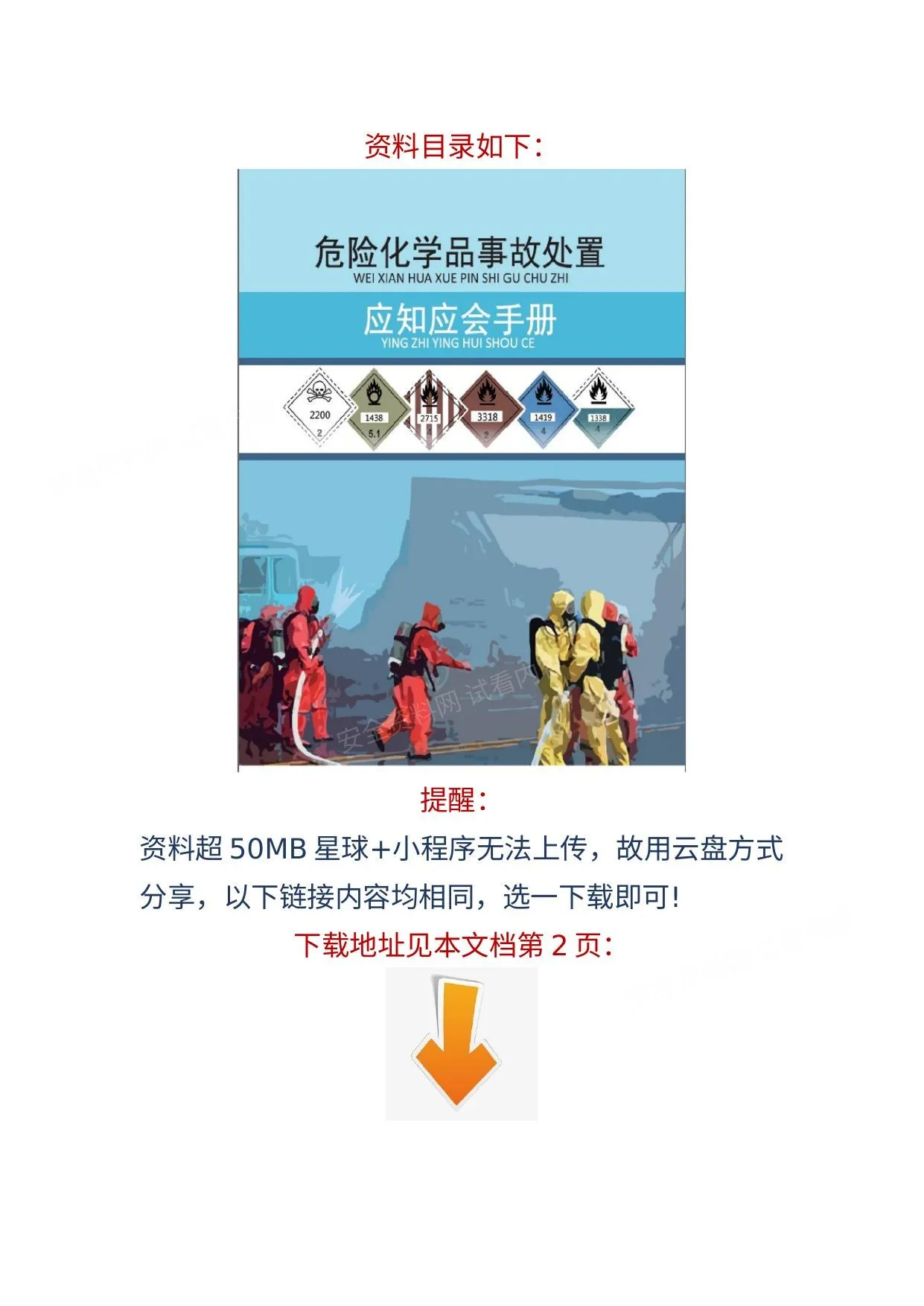 危险化学品处置手册 第 1 页预览