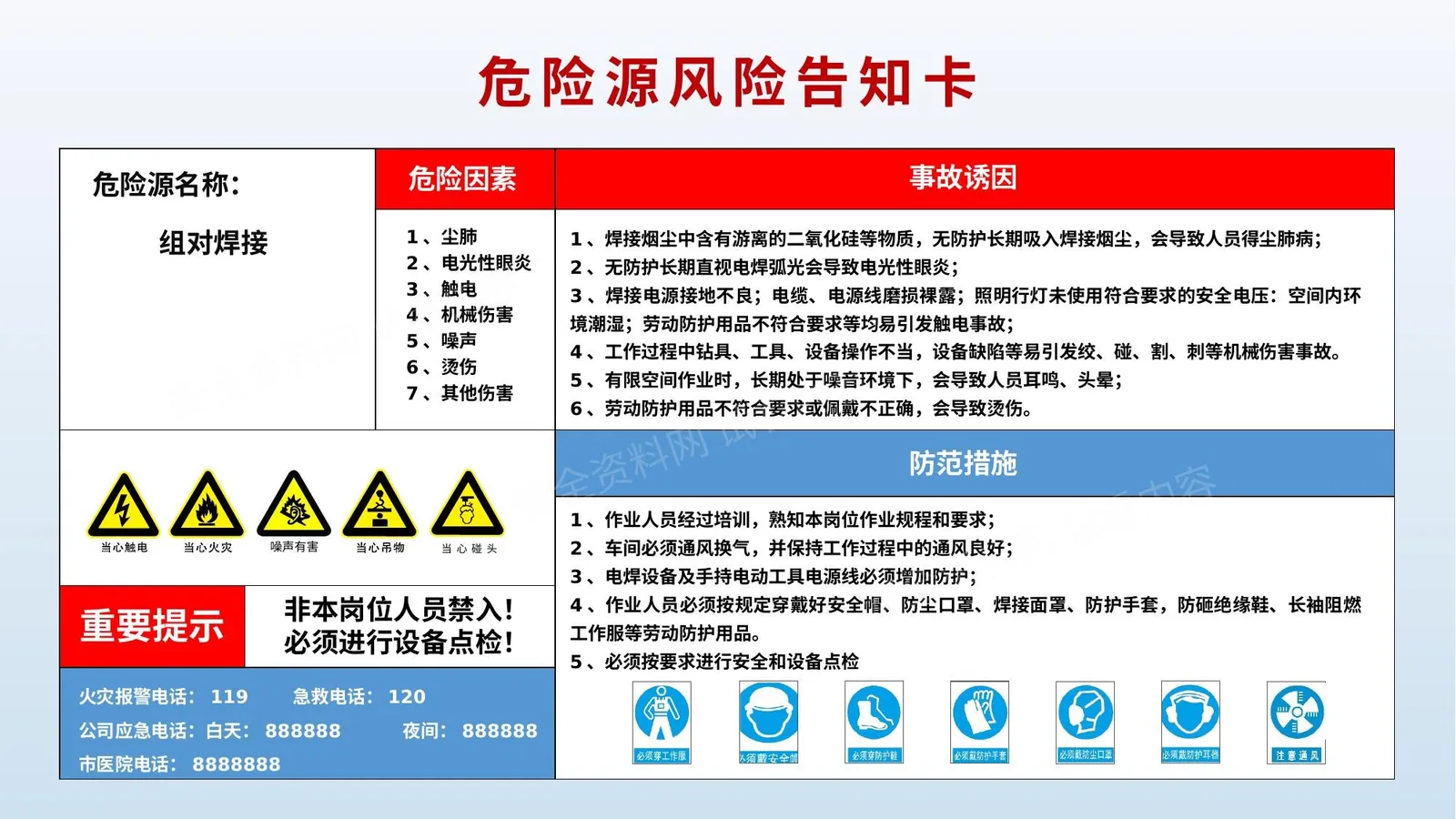危险源风险告知卡 第 1 页预览