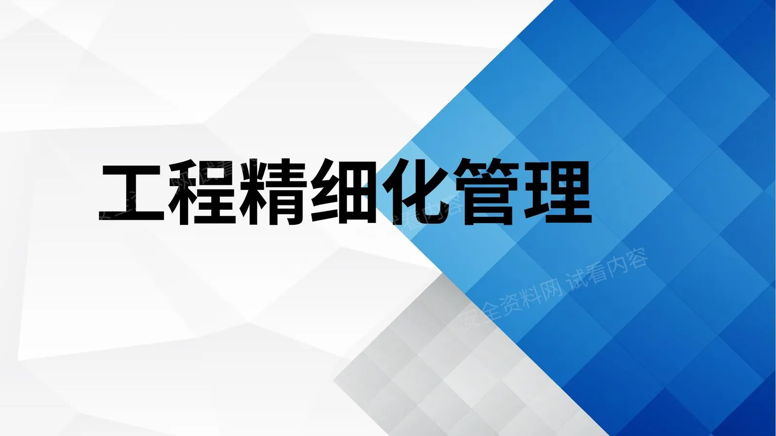 工程安全精细化管理培训 第 1 页预览