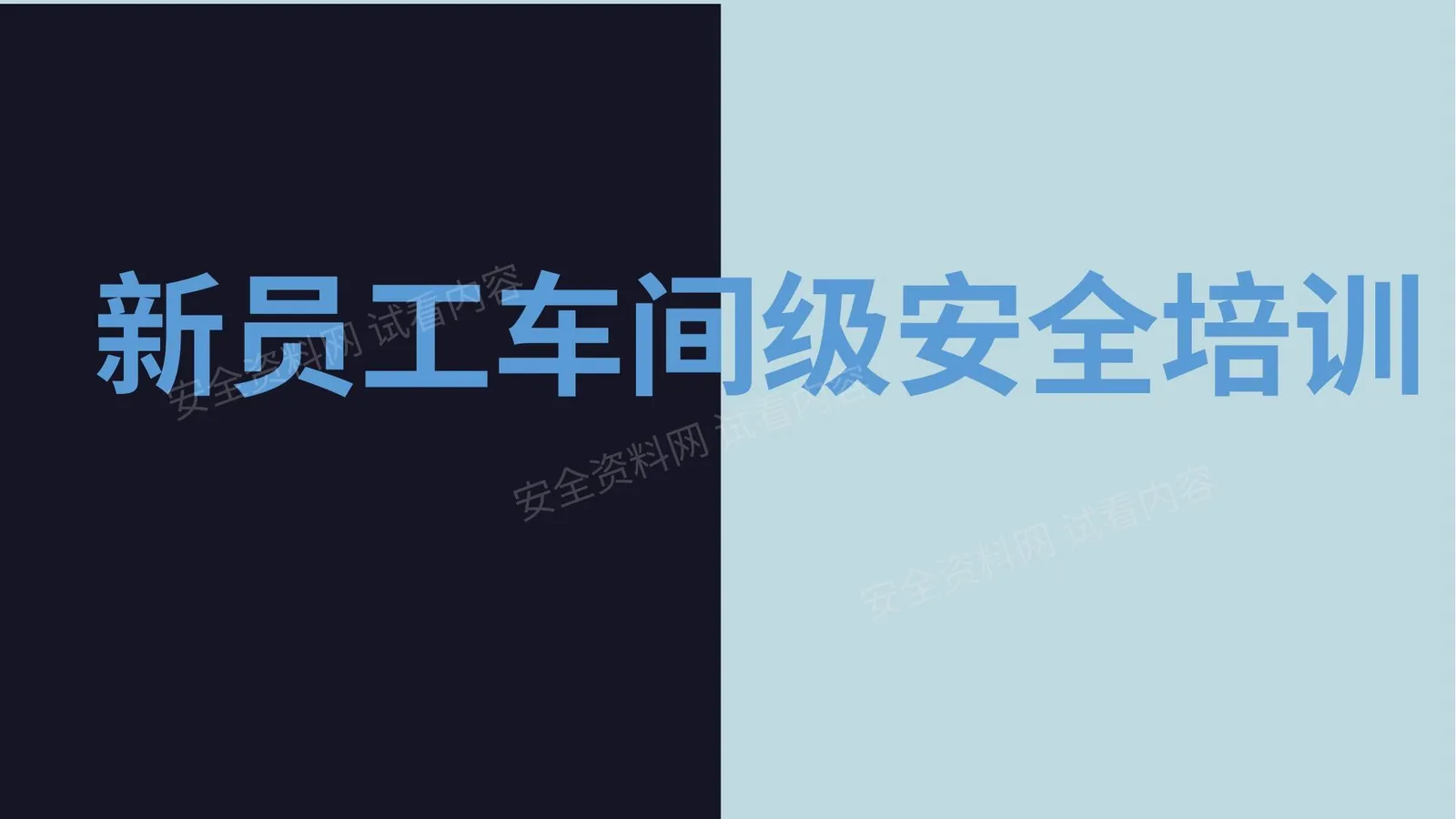 新员工车间级安全培训 第 1 页预览