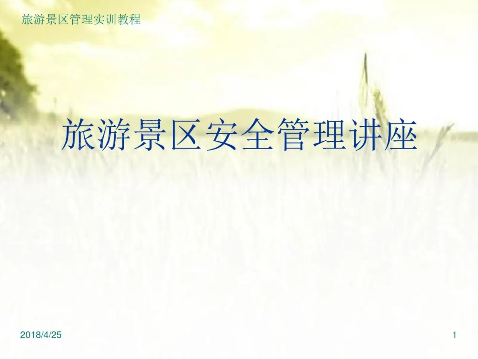 旅游景区安全管理培训资料 第 1 页预览