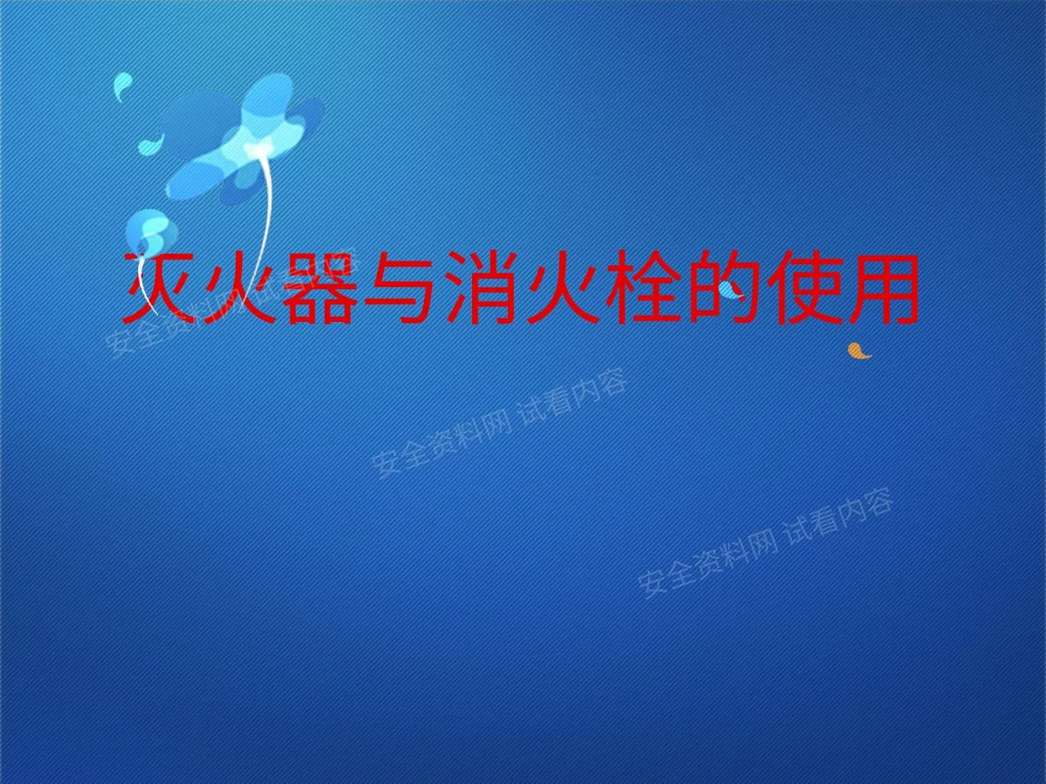 灭火器与消火栓使用培训 第 1 页预览