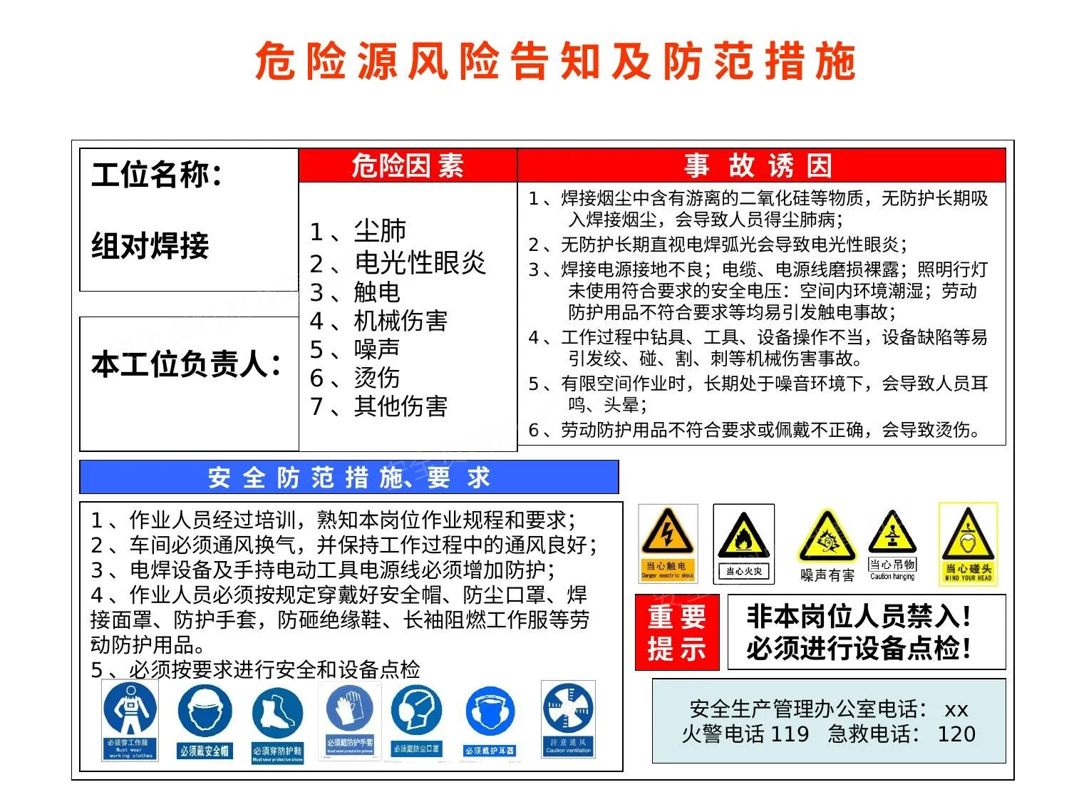 现场危险源风险点安全告知卡、告知牌 第 1 页预览