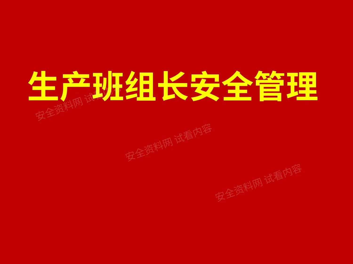 生产班组长安全管理 第 1 页预览