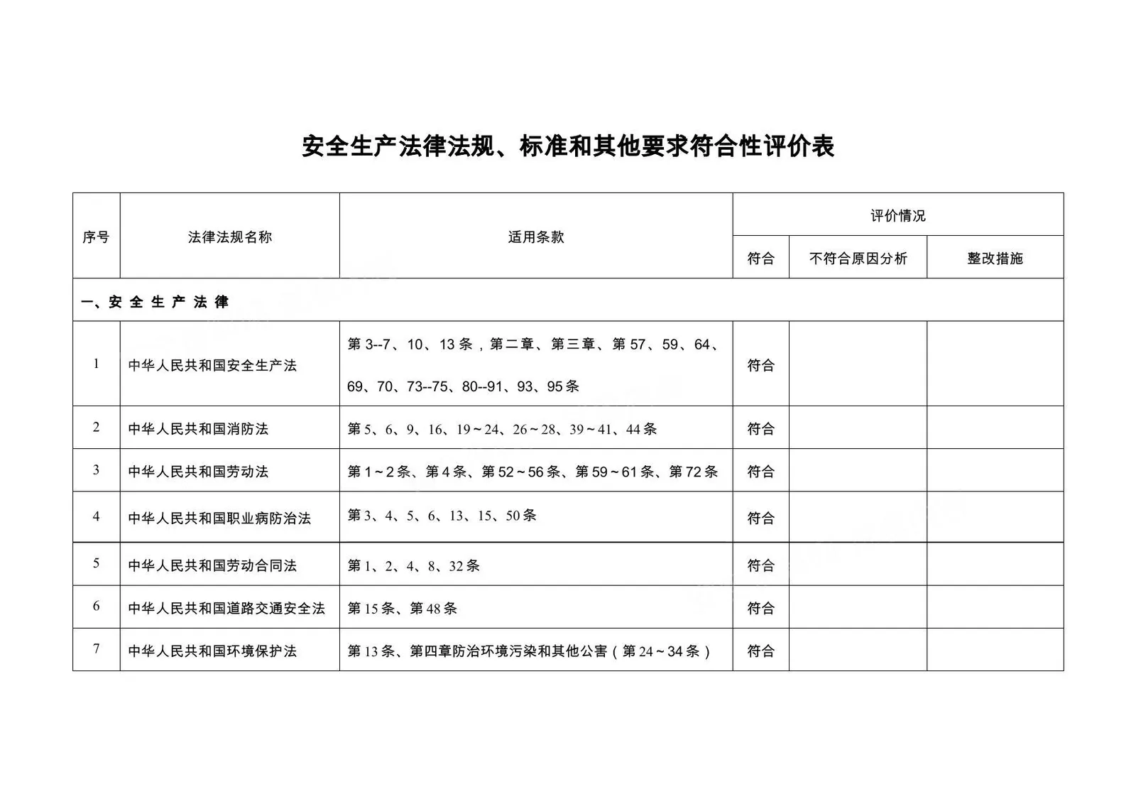 符合性评价表26年3月版 第 1 页预览