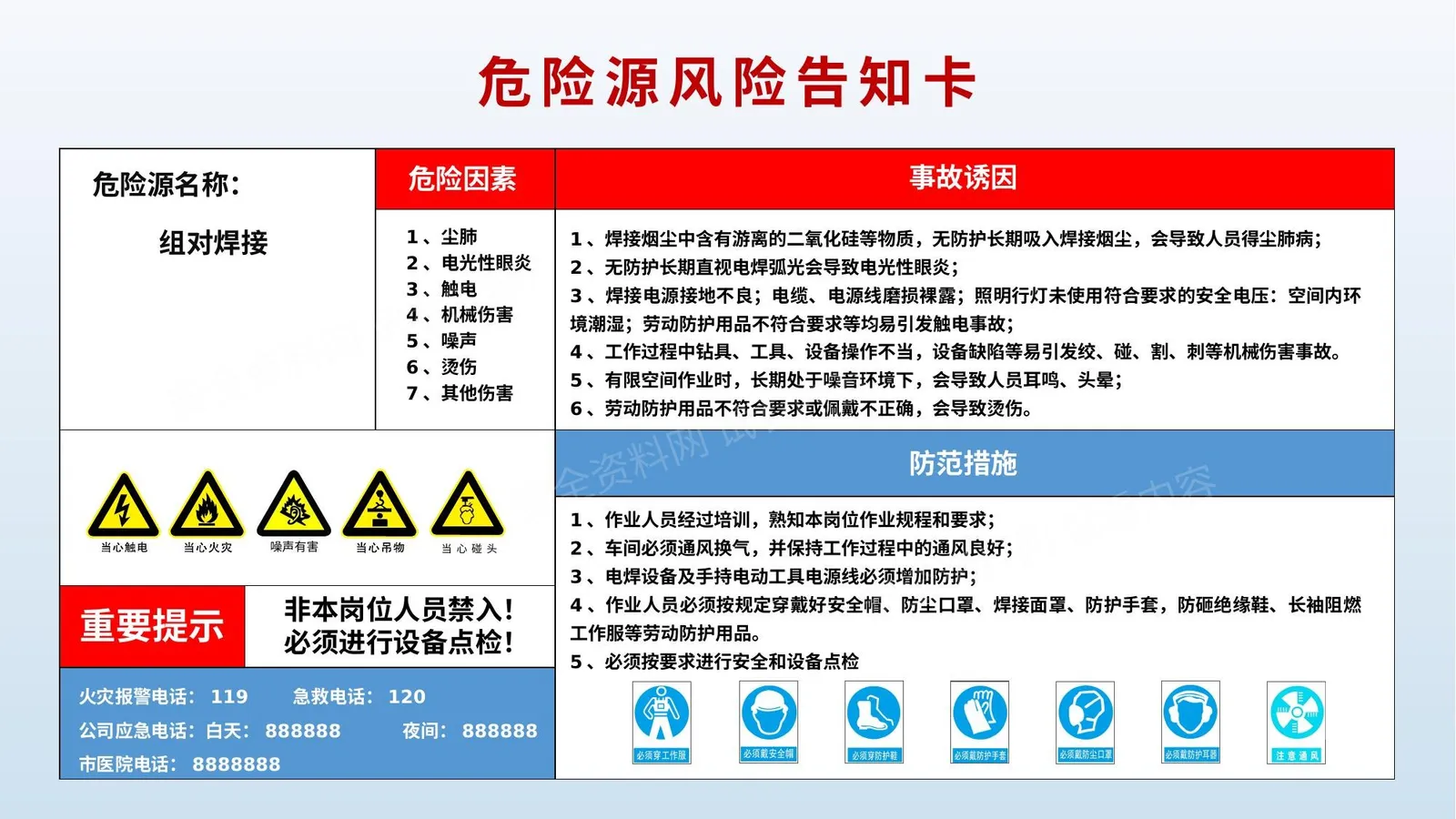60个危险源风险告知卡 第 1 页预览